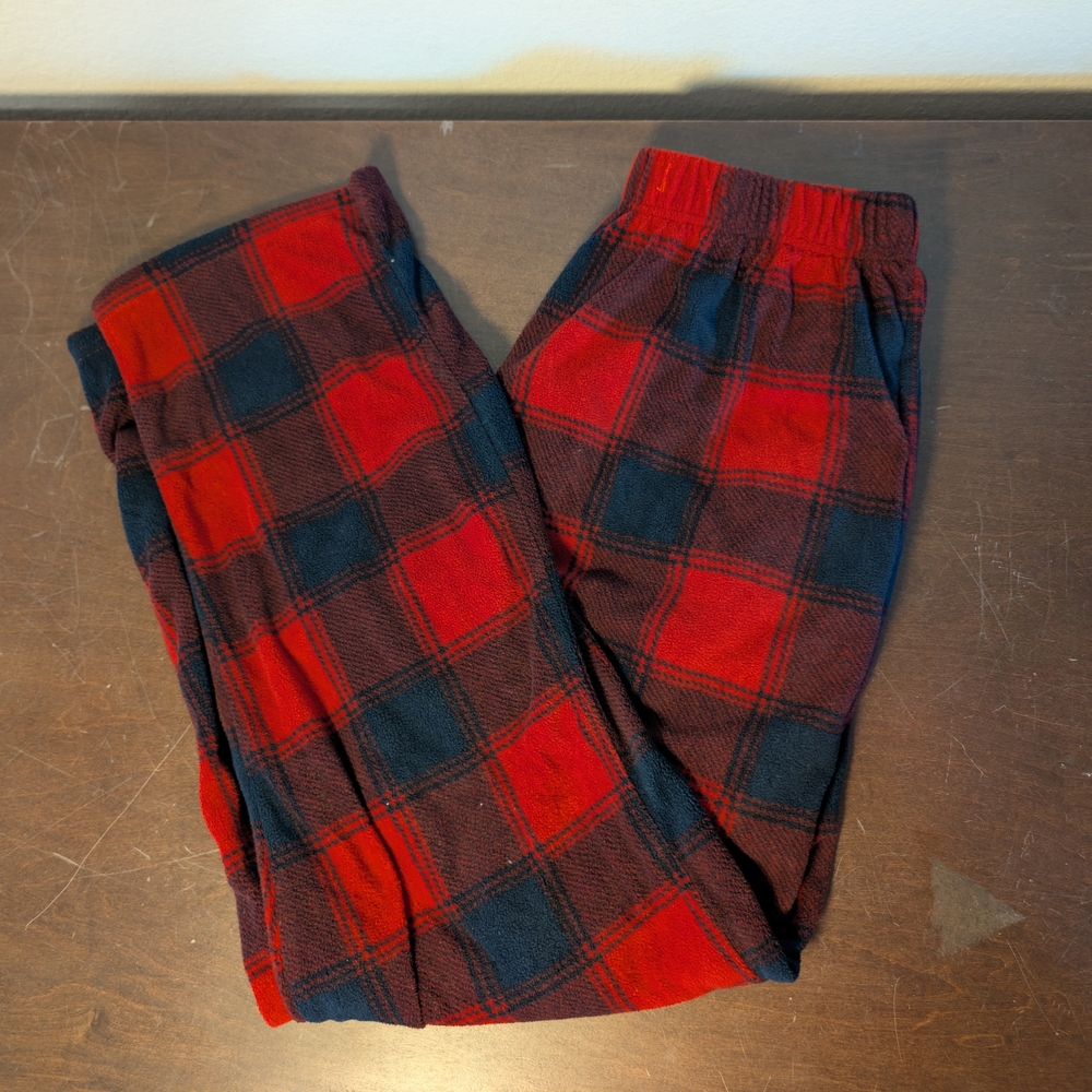 Aeropostale Plaid Pajama Pants Mens Medium M Red Black Fleece Sleepwear Buffalo